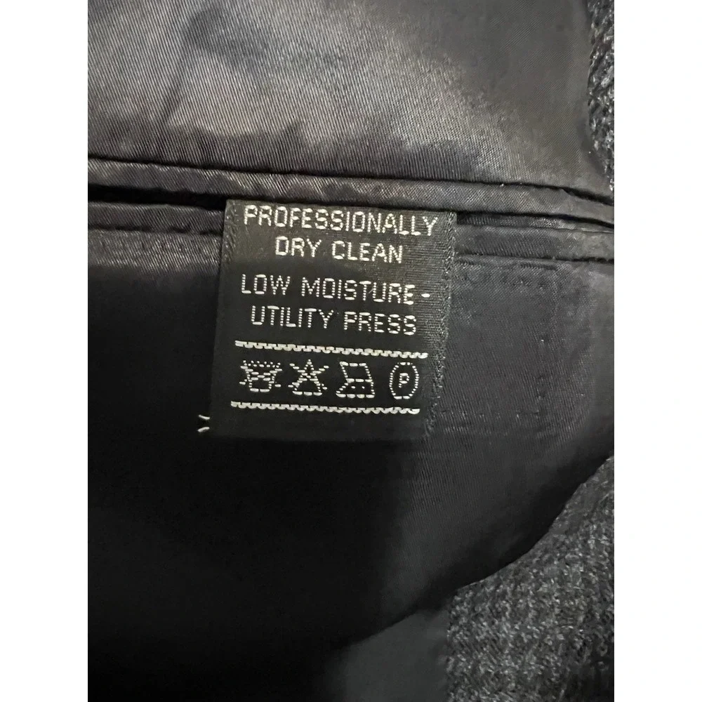 Hickey Freeman Mens Wool Sport Coat 46L Charcoal‎ Gray Plaid Blazer